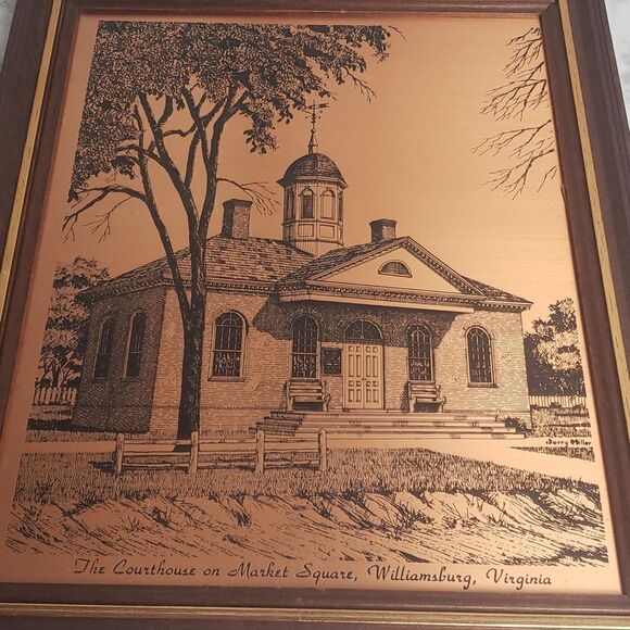 Colonial Williamsburg Courthouse Copper Etching Picture - Picture 5 of 10